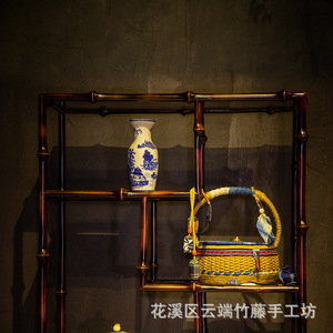 Bamboo Handmade Antique Display Shelf Ming Style Multi Layer Tea Set Storage Rack - Product Image 4