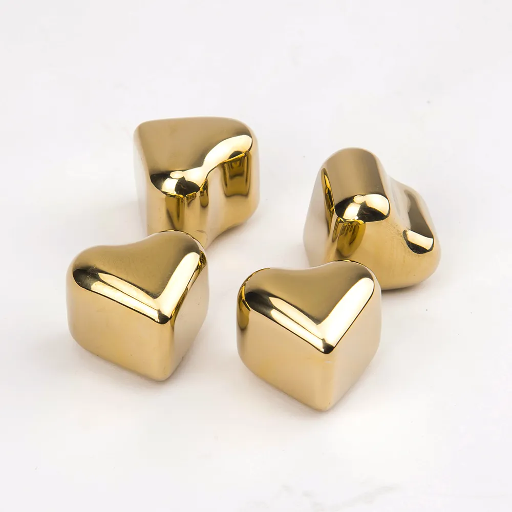Direct Factory Sales Stainless Steel Ice Cubes Cooling Whiskey 304 Heart Shaped Gold 8 Stainless Steel Ice Cube