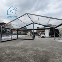 Tente de réception de luxe ignifuge quatre saisons à structure en aluminium imperméable et couverture en PVC transparente pour mariages et événements
