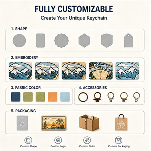 Llavero de Viaje con Diseño de Montaña Estilo Vintage, Bordado Personalizado, Recuerdo, Servicio OEM ODM, Llavero Personalizado para Regalos - Product Image 3