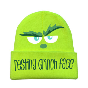 <strong>Grinch</strong> Knit Beanie Christmas <strong>Hat</strong> Warm Fleece Lined Winter Cap with <strong>Grinch</strong> Print - Product Image 2