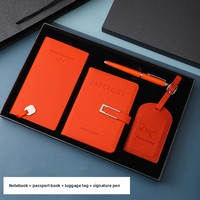 Ensemble cadeau de voyage de luxe 4-en-1 : porte-passeport en cuir, étiquette à bagages, carnet de voyage, stylo signature, personnalisation avec logo, cadeau personnalisé