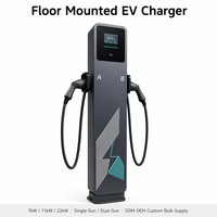 Nouvelle station de recharge rapide pour véhicules électriques AC 11-22kW CCS2 CHAdeMO GBT Double connecteur intelligent OCPP sur pied pour usage commercial
