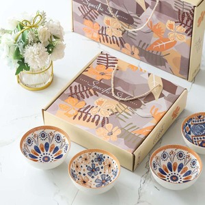 2025 CNY Bát Bộ Quà Tặng nhật bản đồ sành sứ 4.5 inch bát đặt bữa tối món quà cưới Bộ đồ ăn bằng gốm với bao bì Hộp quà tặng - Product Image 6