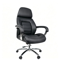 Fauteuil de bureau ergonomique haut dossier en cuir PU, pivotant et réglable, avec base chromée, pour dirigeant ou visiteur - Vente en gros