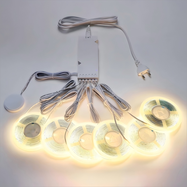 SXZM Hot Selling 12V COB Strip Light Kit Flexible LED Cabinet Set Dimmable Touch Sensor Switch for Kitchen Closet Shelf-EU/US