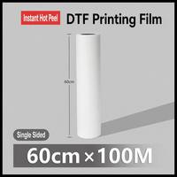 Film PET DTF Matte Dua Sisi Anti-Statik Premium, Hot Peel Instan, 45cm 60cm 100m untuk Pencetakan Transfer Panas Tekstil Kaos