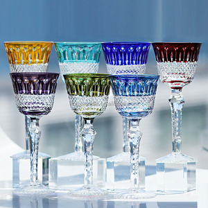 150ml Cortes de mano y cristal multicolor Hock Copa de vino Copa atemporal Edo Kiriko Stemware - Product Image 1