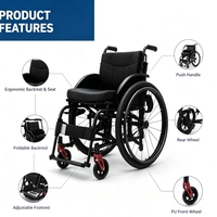 Silla de Ruedas Manual de Aleación de Aluminio Eminent Sports, Certificada por la CE, Ligera, con 1 Año de Garantía, para Personas Mayores y con Discapacidad, para Uso en Exteriores
