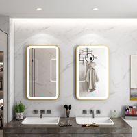 Miroir de salle de bain mural de style nordique carré avec éclairage LED, anti-buée, design minimaliste, verre, alliage d'aluminium