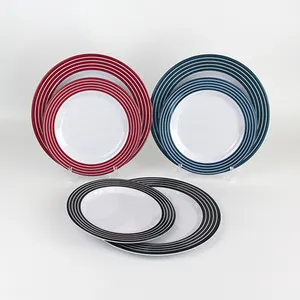 Ladegerät Platte Dish Set Edge Farbe Lebensmittel Erwärmung Kunststoff Hot Sell Mehr Farben Benutzer definierte Großhandel Pure Melamin Druckplatte