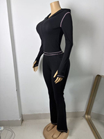 Ensemble deux pièces pour femmes à imprimé léopard avec logo personnalisé, sweat à capuche zippé, pantalon évasé, coton et élasthanne, survêtement décontracté OEM ODM