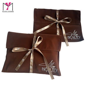 Conjunto de Bolsos Muyang Marrón con Cinta de Satén Suave, Bolsa de Material Poliéster Biodegradable para Pelucas - Product Image 3
