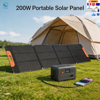Panneaux solaires portables pliables Tricell 200W 4 plis Mono PERC noirs légers, efficacité 23%
