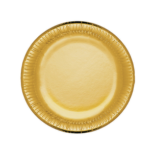Assiettes en papier diamètre 23 cm, dorées, 10 pièces/paquet - Product Image 1