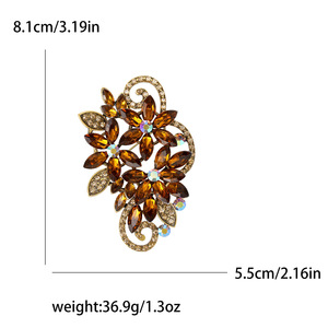Broche de Flor para o Peito Feminino Banhado a Ouro com Cristais Incrustados em Liga, Estilo Europeu Americano de Alta Qualidade, Elegante e Sofisticado - Lançamento Quente - Product Image 4