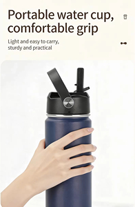 Bouteilles d'eau sportives en acier inoxydable à double paroi isolées sous vide, sans BPA, de haute qualité, personnalisées, avec revêtement poudré et poignée. - Product Image 2