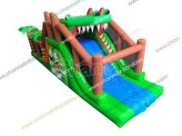 Petit parcours d'obstacles gonflable Croc Course, circuit de course, château gonflable extérieur décoratif, petite machine distributrice pour enfants, jeu de carnaval