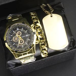 3pcs a <strong>Set</strong> Fashion Eagle Necklace Quartz <strong>Watch</strong> Bracelet Jewelry Classic <strong>Geneva</strong> Waterproof <strong>Watches</strong> <strong>Set</strong> for Men With Gift Box - Product Image 2