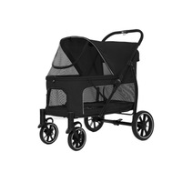 Poussette pliable extra-large en métal pour animaux de compagnie, transporteur multi-animaux pour chats et chiens, utilisation extérieure poussée à la main