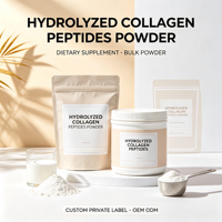 Poudre de peptides de collagène hydrolysé, source pure, supplément de collagène pour adultes, vente en gros, formule personnalisée, service d'étiquetage privé