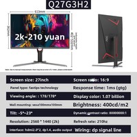 Monitor para Juegos Aoc Q27G3H2 de 27 Pulgadas, 2K, 210Hz, Nuevo, Tiempo de Respuesta de 0.3ms, Panel IPS Rápido, 110% SRGB, Retroiluminación LED, Pantalla Plana para Escritorio