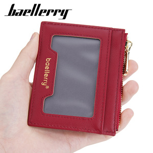 กระเป๋าใส่บัตรผู้หญิง Baellerry หนัง PU กระเป๋าใส่เหรียญแบบมีซิปขนาดเล็ก กระเป๋าสตางค์ใส่บัตรประชาชน แฟชั่นเรียบง่าย สีพื้น - Product Image 1