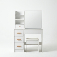 Table de toilette de chambre à coucher au design moderne avec miroir éclairé et éclairage à luminosité réglable