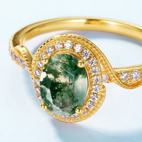 Bague en argent sterling 925 avec agate verte naturelle, bijoux plaqués or 10 carats, bague de fiançailles