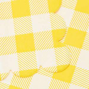 13x13 pouces 2 plis de serviettes en papier jetables pas de conception à carreaux jaune blanc festonné style de sac carré de pâte de bois 18gsm - Product Image 6