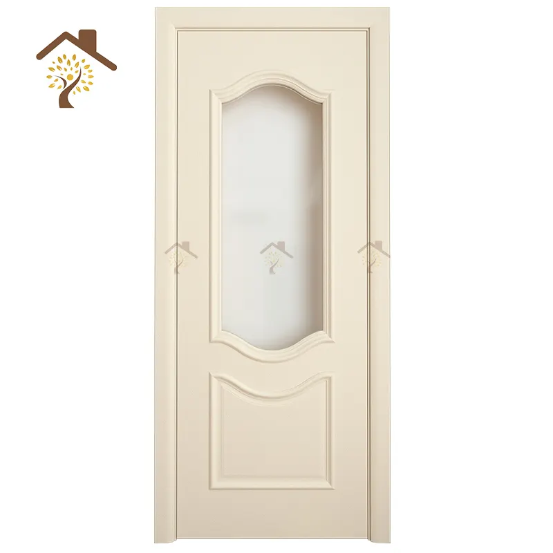 Porte intérieure en PVC de couleur personnalisée Porte décorative en bois de chêne avec panneau de verre