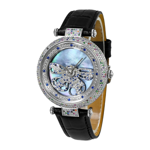 Rotatable Dial Bee Diamond Ladies Watch Sapphire Glass <b>Real</b> Leather Strap Ronda 762 Movement Stainless Steel Women Wristwatch - Product Image 1