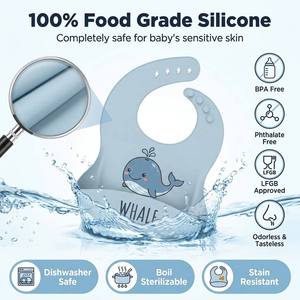 Bavaglino <span class=keywords><strong>in</strong></span> <span class=keywords><strong>Silicone</strong></span> di Alta Qualità per Bambini, Bavaglino <span class=keywords><strong>in</strong></span> <span class=keywords><strong>Silicone</strong></span> OEM, Impermeabile - Product Image 4