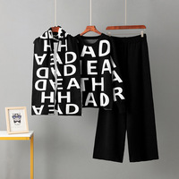 Ensemble de vêtements pour femmes en gros, boutique, 2026, ensemble de chandail en tricot jacquard à lettres en deux pièces avec écharpe, pantalon large