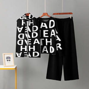 Conjunto de Ropa de Mujer al por Mayor, Estilo Boutique 2026, Dos Piezas, Suéter de Punto Jacquard con Letras y Pantalón de Pierna Ancha con Bufanda - Product Image 3