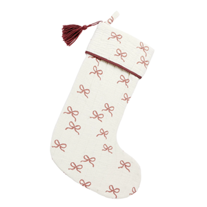 Chaussettes de Noël personnalisées matelassées à carreaux blancs, nœud rouge, imprimé nœuds, pompons kaki mignons - Product Image 2