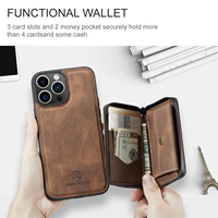 Casing Ponsel iPhone 18 Pro Max Magnet Wireless Charging Card Holder Stand Kulit Sintetis 17 Air 16 Plus 15 14 13 12