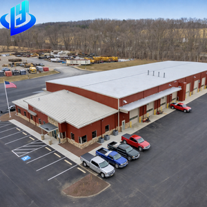 Металлический коммерческий здание-трансформер для розничной торговли и обслуживания с навесом, быстровозводимое, из стальных конструкций, с панелями R-типа - Product Image 2