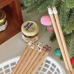 18cm dùng một lần sồi gỗ đũa tre dễ thương Shiba Inu gấu thỏ mèo Flatware cho trẻ em của bên - Product Image 4