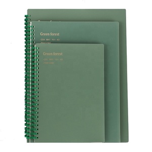 Custom Logo PP PVC Plastic Cover Waterproof Gold Stamping Journal Business Office Academic Sketchbook Green Spiral Coil Notebook