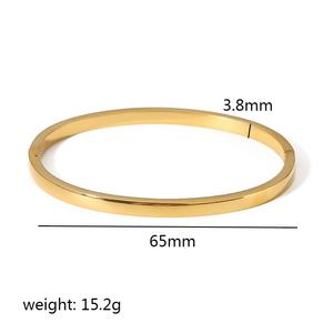 <span class=keywords><strong>Bracelet</strong></span> minimaliste en acier inoxydable plaqué <span class=keywords><strong>or</strong></span> 18 carats, bijoux imperméables, <span class=keywords><strong>bracelet</strong></span> lisse brillant et brillant pour femmes, cadeaux - Product Image 3