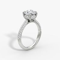 1CT Yuvarlak Çift Sıralı Pave Solitaire 18 Ayar Som Altın Laboratuvar Elması Nişan Yüzüğü IGI Sertifikalı CVD/HPHT VVS Kadınlar İçin Mücevher