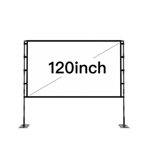 84120 Écran de projection extérieur 16:9 avec support pliable en aluminium, tissu polyester 150x265cm, montage facile, conserve sa forme, garantie 1 an - Product Image 1
