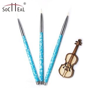 Vente en gros Meilleur Prix Socheal 3Pcs Coloré Marbre <span class=keywords><strong>Acrylique</strong></span> Manche Multifonctionnel Nail Art Liner <span class=keywords><strong>Peinture</strong></span> Dessin Brosse Ensemble - Product Image 4