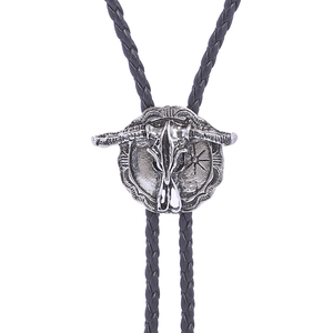 Produits les plus vendus : Collier Bolo Tie en métal circulaire en forme de tête de taureau de <span class=keywords><strong>cowboy</strong></span> western avec pendentif en cuir style country - Product Image 5