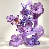Grande installation florale géante en EVA dégradé violet pour scène de mariage, photomaton, vitrine, événement commercial, décoration de toile de fond