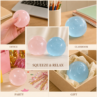 Balle anti-stress en TPR translucide rose, aspect pierre précieuse, jouet souple en forme de boule de cristal pour enfants, adolescents et adultes - Vente en gros