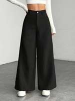 Pantalon large décontracté en velours côtelé pour femme, taille haute élastique, coupe ample, automne-hiver