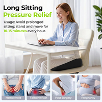 Coussin en mousse à mémoire de forme pour hémorroïdes avec trou central et découpe pour le coccyx, coussin orthopédique en forme de donut pour soulager la douleur du coccyx