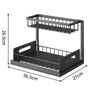 Under Sink Organizer Pull Out Cabinet Organizer 2 Tier Slide Out Sink <b>Shelf</b> Cabinet Storage <b>Shelves</b> Storage <b>for</b> <b>Kitchen</b> Bathroom - Product Image 5